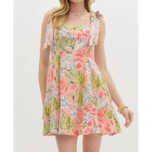 NEW ENTRO mai tai tropical sweetheart dress in multi